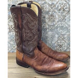 Tony Lama Ostrich Cowboy Boots Western Brown Rodeo Men's 10 D